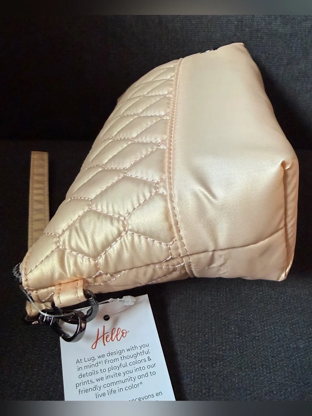Lug Shiplap RFID Wristlet Pouch Bag Mini Purse – Metallic Rose Gold (Pink)